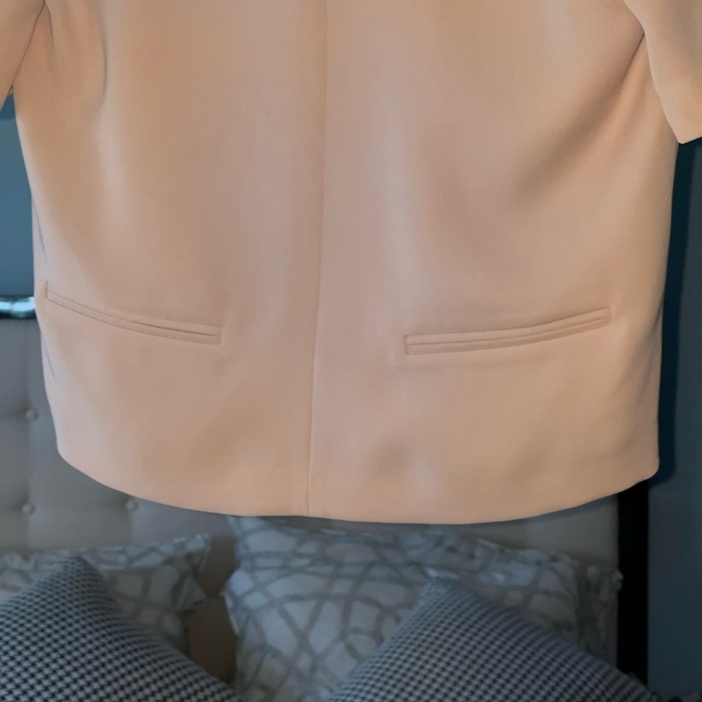 T By Alexander Wang Beige Welt Pocket Detail Short Sleeve Blouse Low V Back 4 - Picture 4 of 9